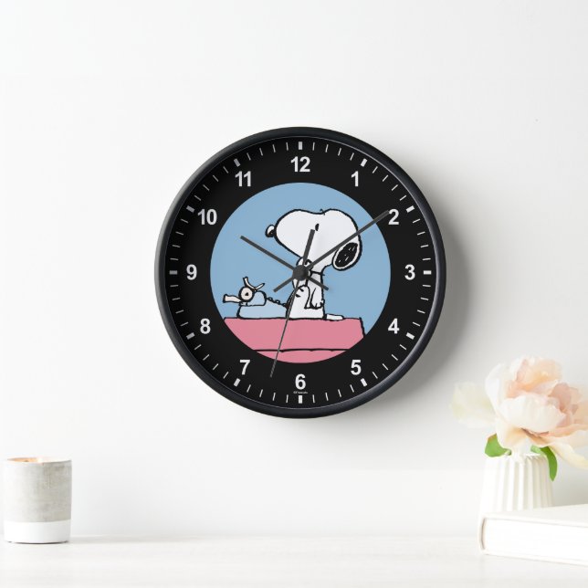 Horloge cacahuètes | Snoopy à la machine à écrire (Maison)