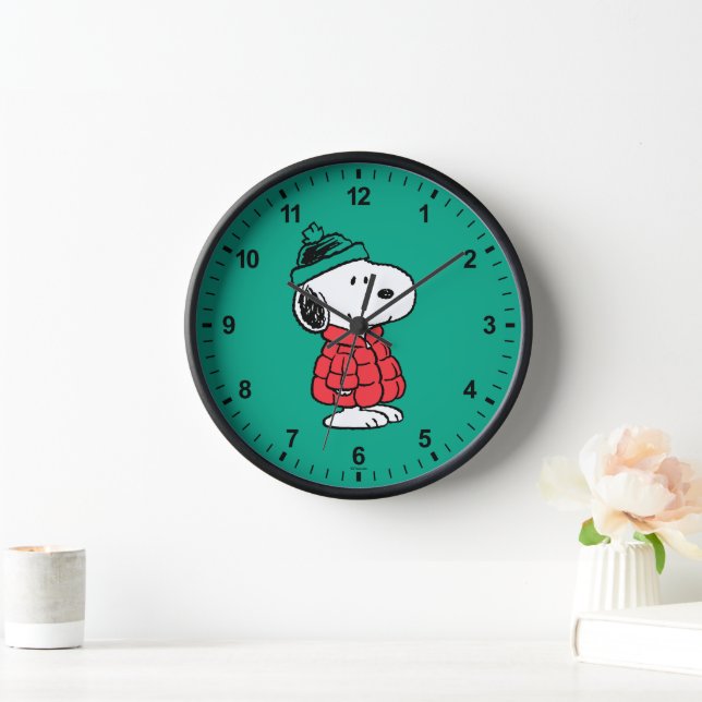Horloge cacahuètes | Snoopy Chat d'hiver et Casquette (Maison)