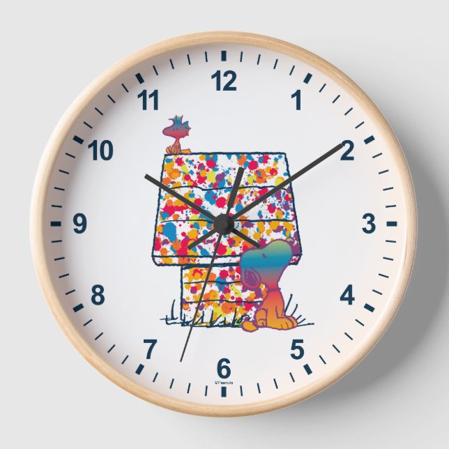 Horloge cacahuètes | Snoopy & Woodstock Rainbow Paint (Recto)