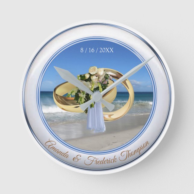 Horloge Cadeau De Mariage De Plage (Recto)