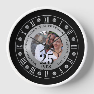 Horloge Cadeau PHOTO pour les 25 ans de Mariage Jubilé d'A