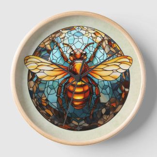 Horloge Cadran mural en verre coloré abeille