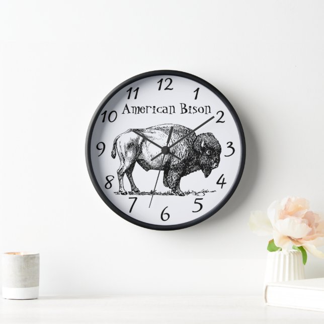 Horloge Cadre en bois de Buffalo Bison américain (Maison)