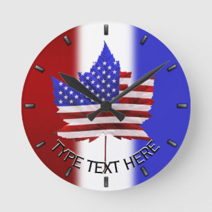 Horloge Canada USA Personnalisée Horloge murale du
