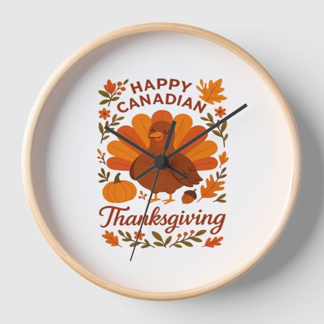 Horloge Canadian Thanksgiving Automne Celebration Classiqu (Recto)