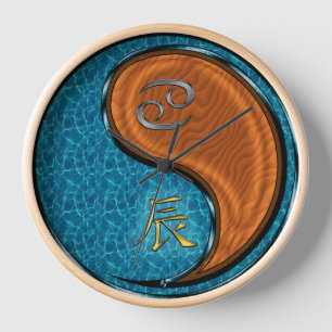 Horloge Cancer & Dragon de Bois