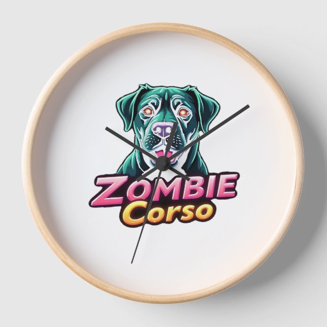 Horloge Cane Corso Italien Mastiff Chien Zombie Halloween  (Recto)