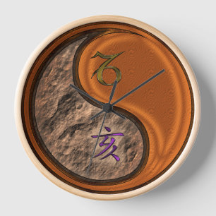 Horloge Capricorne & Sanglier de Bois