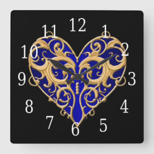 Horloge cardiaque en fibre bleue