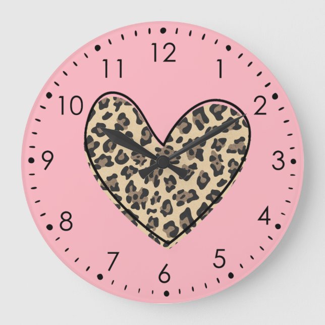 Horloge Cardiaque Léopard Rose (Recto)
