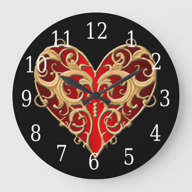 Horloge Cardiaque Rouge Filigree (Recto)