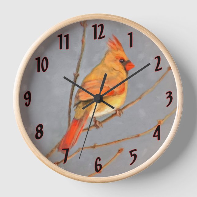 Horloge Cardinal sur la peinture de branche - Art original (Recto)