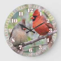 Horloge cardinale de la paire d'oiseaux