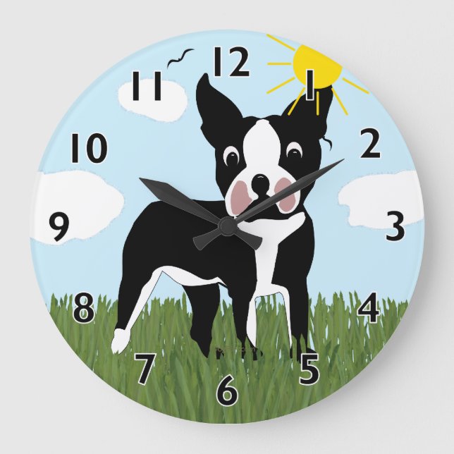 Horloge caricaturale Boston Terrier (Recto)