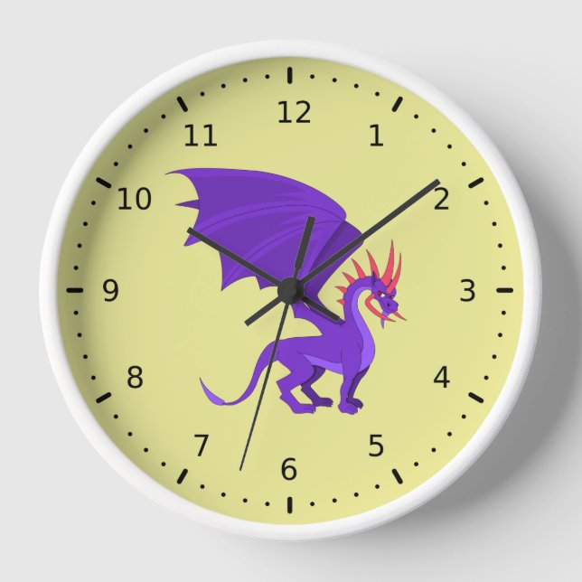 Horloge Caricature de dragon violet (Recto)