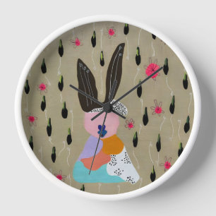 Horloge Carotte et lapin Rose