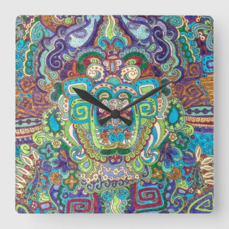 Horloge carré avec design funky dans les couleurs 