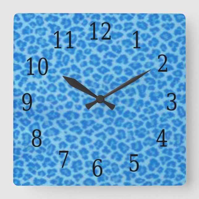 Horloge Carré de la peau de léopard bleu (Recto)