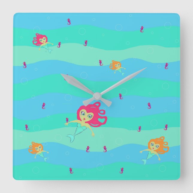 Horloge carré des sirènes et des hippocampes (Recto)