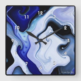 Horloge Carré des vagues bleues