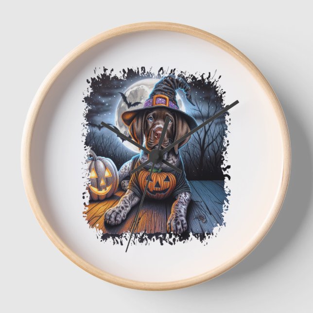 Horloge Carré d'Halloween Pointer Dog (Recto)