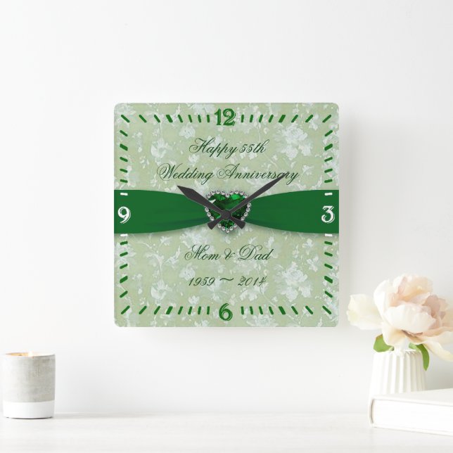Horloge Carré du 55e anniversaire du Mariage Bold  (Maison)