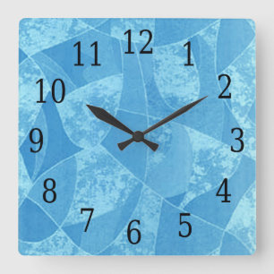 Horloge Carré en verre bleu