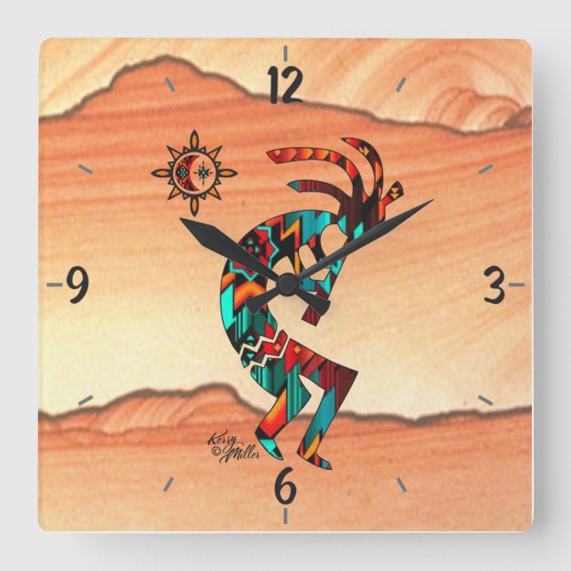 Horloge Carré Kokopelli (Recto)