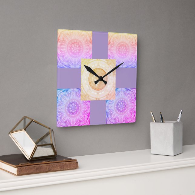 Horloge Carré Mandala (Bureau)