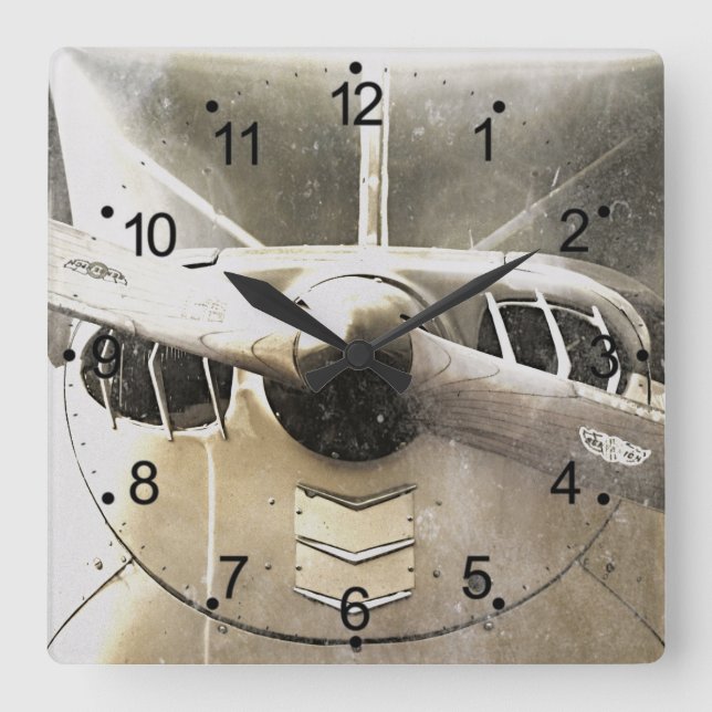 Horloge Carré rétros de l'avion antique (Recto)