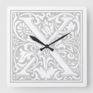 Horloge Carré William Morris Alphabet "X"
