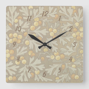 Horloge Carré William Morris Oak et Acorn