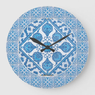 Horloge Carreau Faux Delft Bleuets