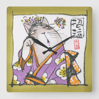 HORLOGE CARRÉE アクリル壁時計 招福