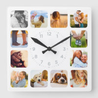 12 Photo Rounded Gray Number Wall Clock