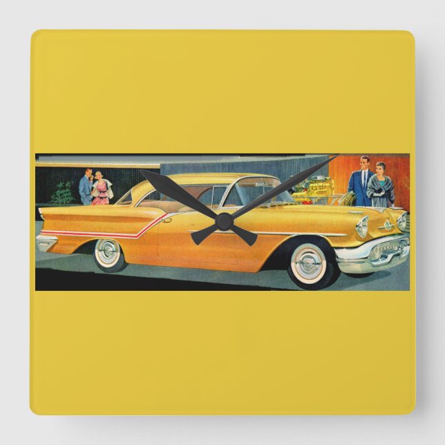 Horloge Carrée 1950 s golden Rocket 88 Oldsmobile (Recto)