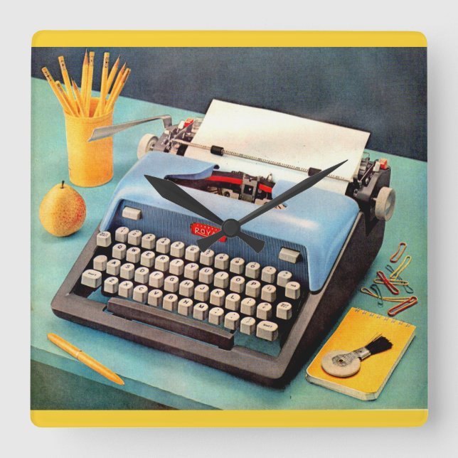 Horloge Carrée 1950 s typewriter (Recto)