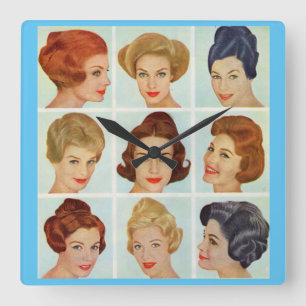 Horloge Carrée 1960 s hairstyles grid