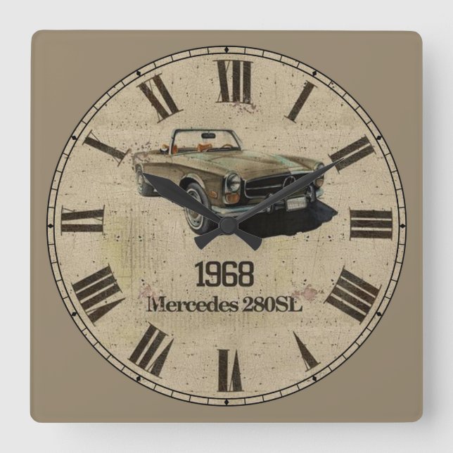 Horloge Carrée 1968 Mercedes 280SL Roman Numeral (Recto)