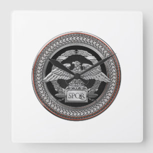 Horloge Carrée [200] Aigle impérial romain d'argent sur Médaillon
