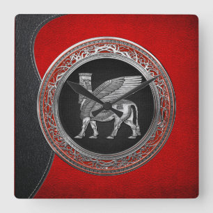 Horloge Carrée [200] Assyrian Winged Bull - Silver Lamassu