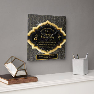 Horloge Carrée 25e Anniversaire du prêtre pasteur Ordination cade