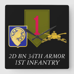 HORLOGE CARRÉE 2D BN 34TH ARMOR 1ST INFANTRY CLOCK