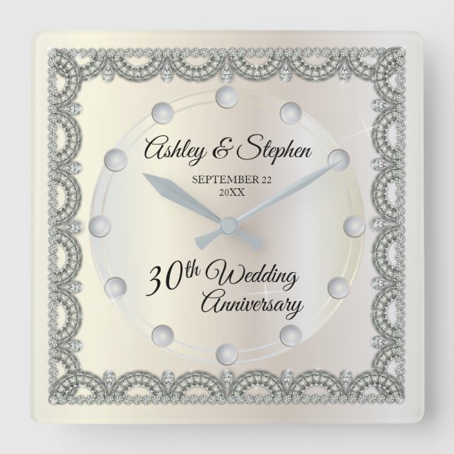Horloge Carrée 30e Wedding Anniversary (Recto)
