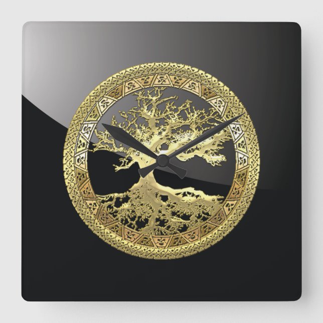 Horloge Carrée [35] Golden Celtic Tree of Life (Recto)