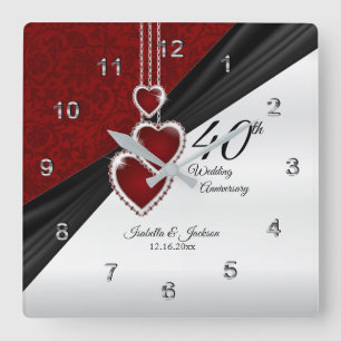 Horloge Carrée 40e anniversaire du Mariage de Ruby Keepsaké