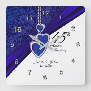 Horloge Carrée 45e Sapphire Mariage Anniversaire Keepsaké