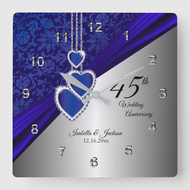 Horloge Carrée 45ème / 65ème Sapphire Mariage Anniversaire Keepsa (Recto)