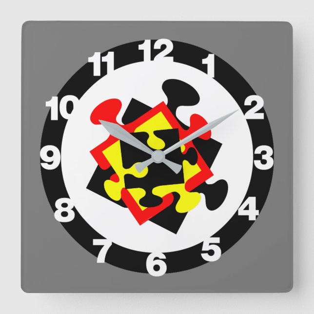 Horloge Carrée 4 Pièces de scie (Recto)