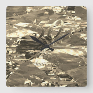 Horloge Carrée 50e anniversaire du Mariage 1970 2020 Chic Faux Go